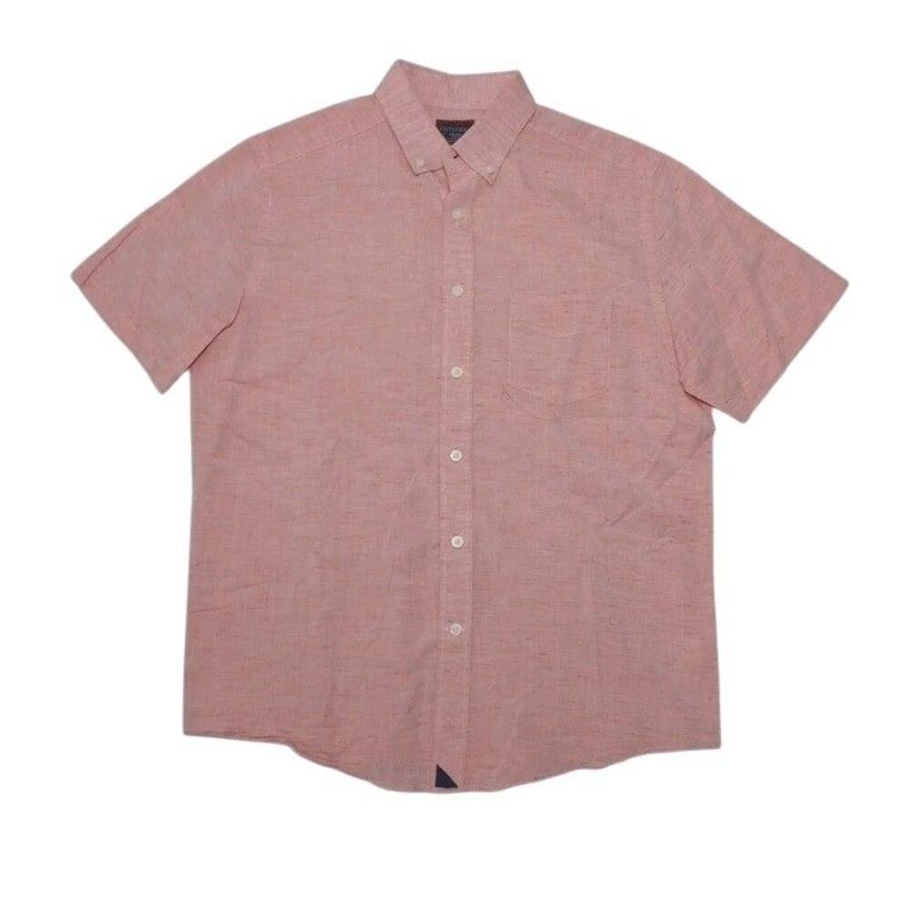 Untuckit Men's Medium Slim Fit Shirt Cotton Linen Button Up Short Sleeve